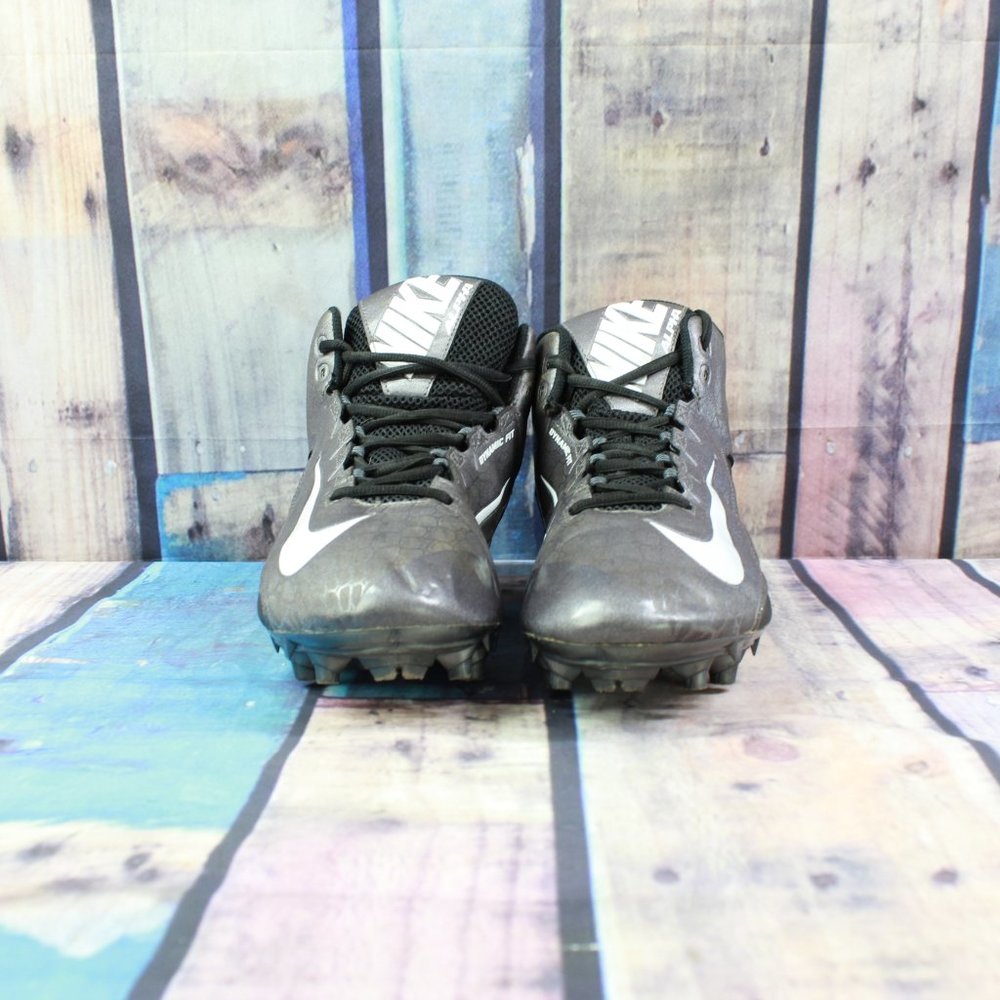Nike Alpha Strike 2 Gray Black Leather Lace-up Football Cleats Size 14 - Picture 4 of 9